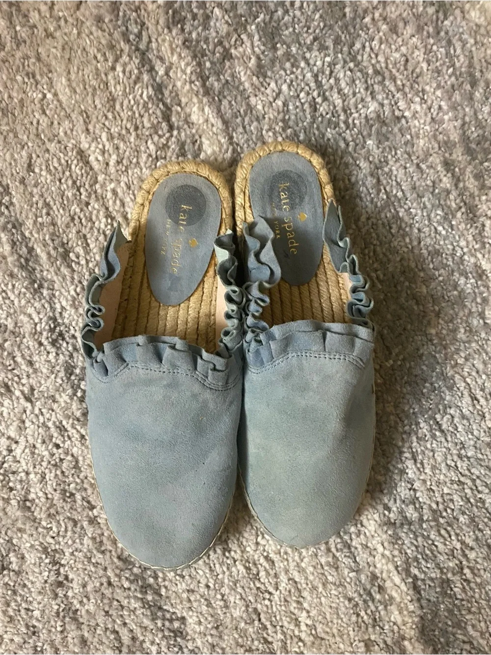 kate spade Light Blue Ruffle Espadrille Mule